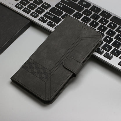 For Motorola Moto G Stylus 5G 2024 Cubic Skin Feel Flip Leather Phone Case(Black) - Motorola Cases by buy2fix | Online Shopping UK | buy2fix
