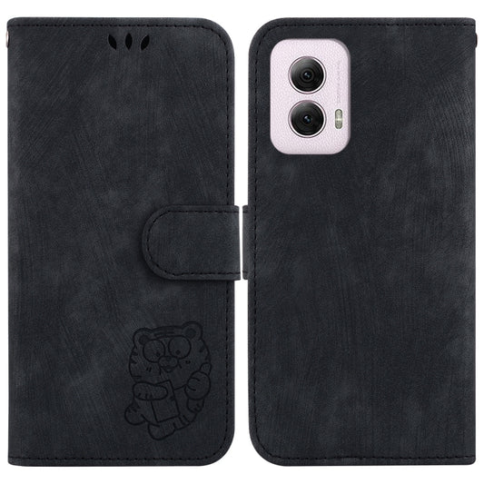 For Motorola Moto G Power 5G 2024 Little Tiger Embossed Leather Phone Case(Black) - Motorola Cases by buy2fix | Online Shopping UK | buy2fix