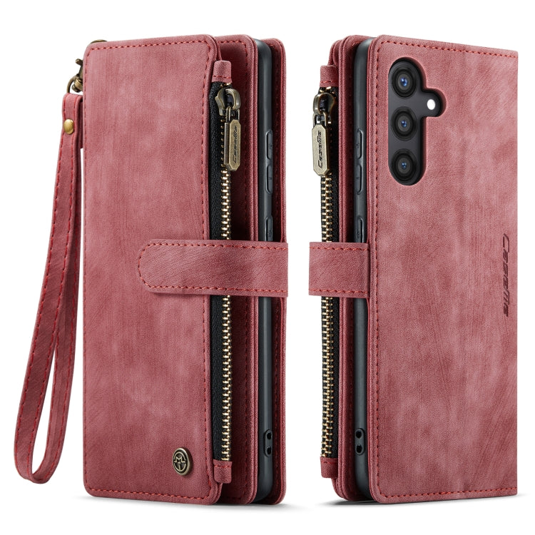 For Samsung Galaxy S24+ 5G CaseMe C30 Card Slots Zipper Wallet Leather Phone Case(Red) - Galaxy S24+ 5G Cases by CaseMe | Online Shopping UK | buy2fix