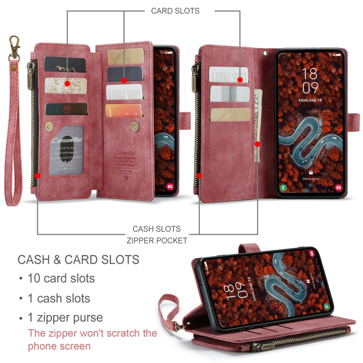 For Samsung Galaxy S24+ 5G CaseMe C30 Card Slots Zipper Wallet Leather Phone Case(Red) - Galaxy S24+ 5G Cases by CaseMe | Online Shopping UK | buy2fix