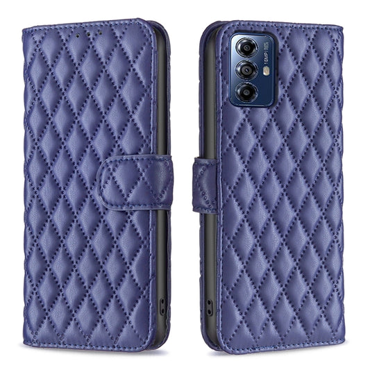 For Motorola Moto G Play 2024 Diamond Lattice Wallet Flip Leather Phone Case(Blue) - Motorola Cases by buy2fix | Online Shopping UK | buy2fix