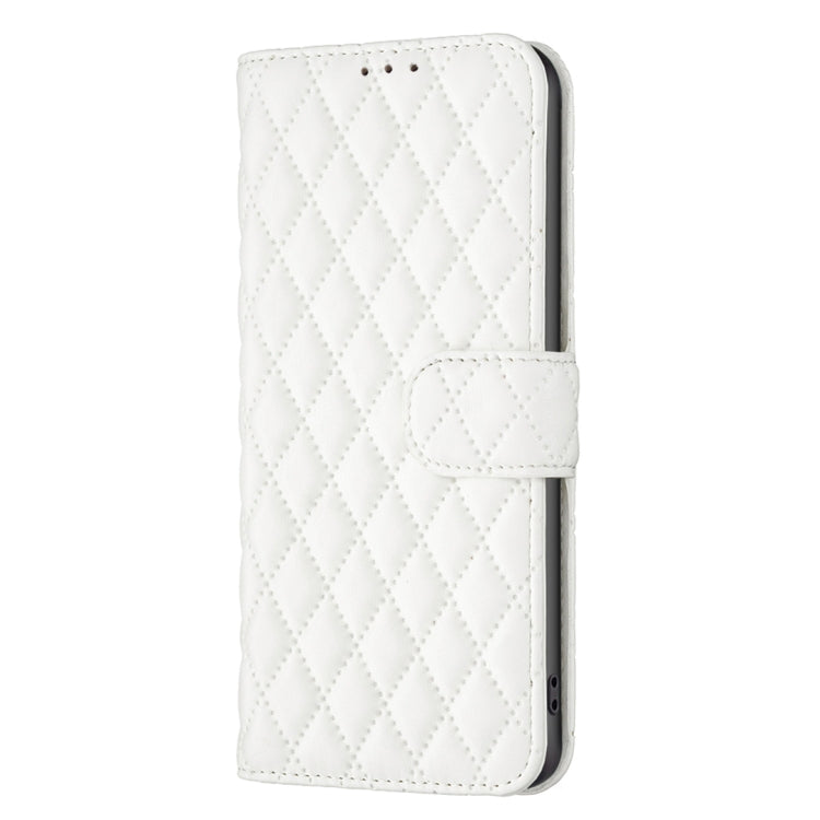 For Motorola Moto G Power 5G 2024 Diamond Lattice Wallet Flip Leather Phone Case(White) - Motorola Cases by buy2fix | Online Shopping UK | buy2fix