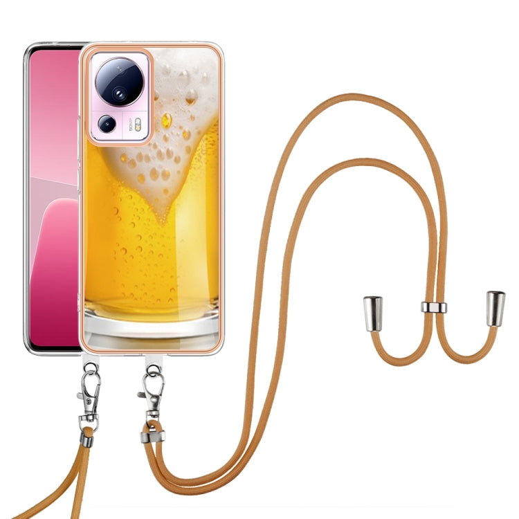 For Xiaomi 13 Lite 5G Electroplating Dual-side IMD Phone Case with Lanyard(Draft Beer) - 13 Lite Cases by buy2fix | Online Shopping UK | buy2fix