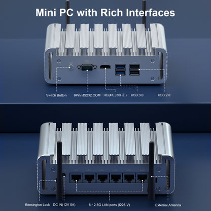 HYSTOU PO9B-J4125-6L Embedded Intel Celeron J4125 Processor Six Network Ports Mini Host, Specification:16GB+256GB+1TB - Windows Mini PCs by HYSTOU | Online Shopping UK | buy2fix