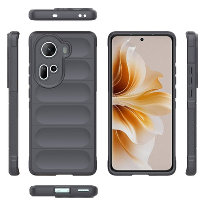 For OPPO Reno11 5G Global Magic Shield TPU + Flannel Phone Case(Dark Grey) - Reno11 Cases by buy2fix | Online Shopping UK | buy2fix