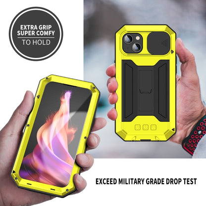 For iPhone 15 R-JUST Sliding Camera Life Waterproof Holder Phone Case(Yellow) - iPhone 15 Cases by R-JUST | Online Shopping UK | buy2fix