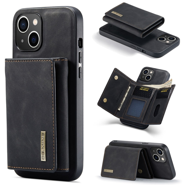 For iPhone 15 DG.MING M1 Series 3-Fold Multi Card Wallet Leather Phone Case(Black) - iPhone 15 Cases by DG.MING | Online Shopping UK | buy2fix