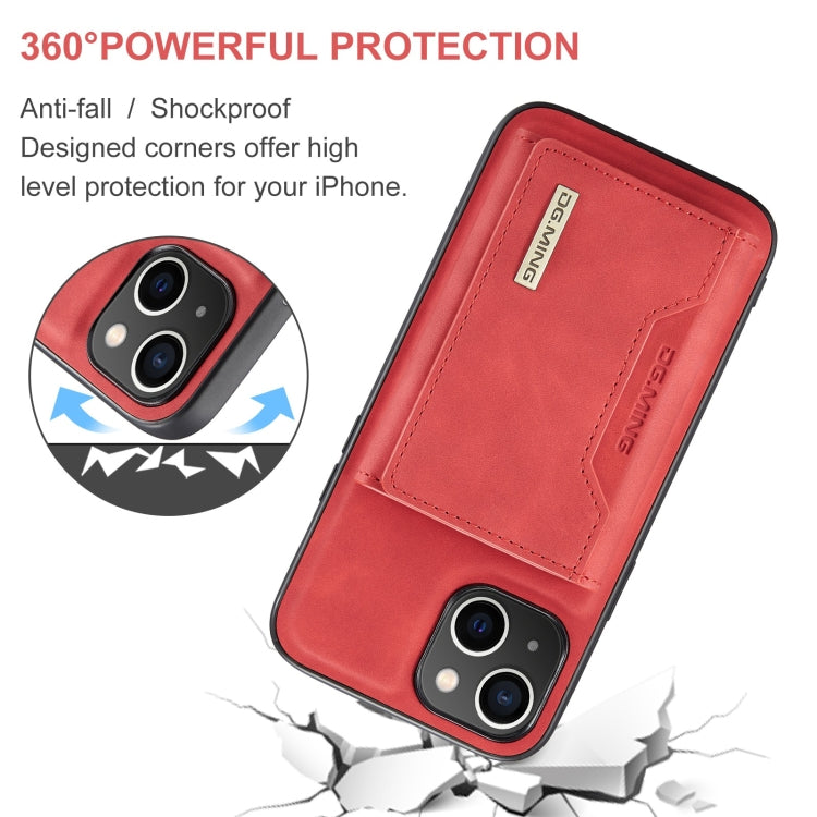 For iPhone 15 Plus DG.MING M2 Series 3-Fold Card Bag Wallet Leather Phone Case(Red) - iPhone 15 Plus Cases by DG.MING | Online Shopping UK | buy2fix