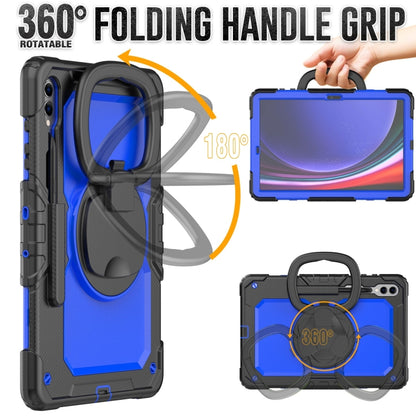 For Samsung Galaxy Tab S9+ D Type Silicone Hybrid PC Tablet Case with Handle Holder(Blue PC) - Galaxy Tab S9+ Cases by buy2fix | Online Shopping UK | buy2fix