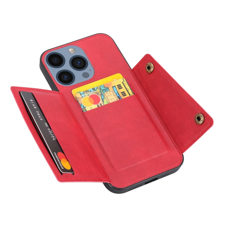 For iPhone 16 Pro Double Buckle Card Slots PU + TPU Phone Case(Red) - iPhone 16 Pro Cases by buy2fix | Online Shopping UK | buy2fix