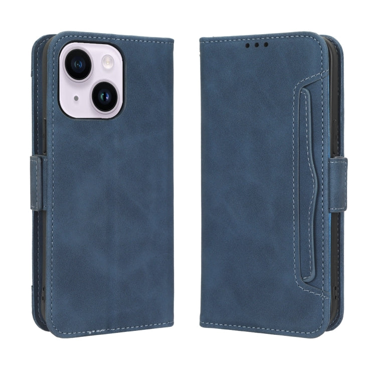 For iPhone 16 Pro Skin Feel Calf Texture Card Slots Leather Phone Case(Blue) - iPhone 16 Pro Cases by buy2fix | Online Shopping UK | buy2fix