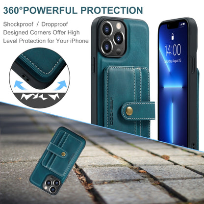 For iPhone 15 Pro Max JEEHOOD RFID Blocking Anti-Theft Magnetic PU Phone Case(Blue) - iPhone 15 Pro Max Cases by JEEHOOD | Online Shopping UK | buy2fix