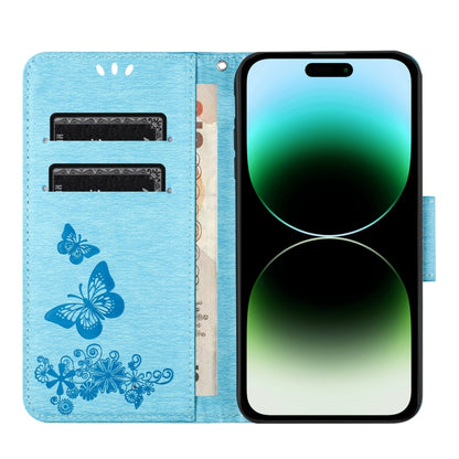 For iPhone 16 Pro Max Butterfly Embossed Flip Leather Phone Case(Blue) - iPhone 16 Pro Max Cases by buy2fix | Online Shopping UK | buy2fix