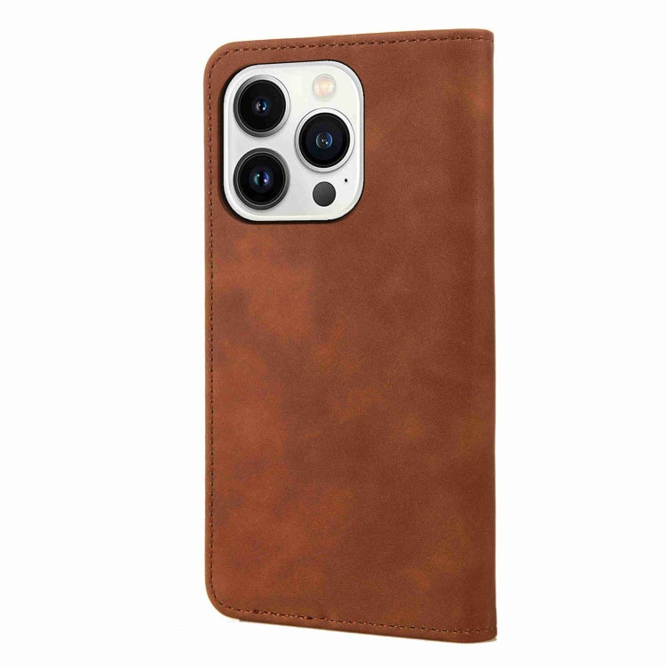 For iPhone 16 Pro Max Skin Feel Splicing Leather Phone Case(Brown) - iPhone 16 Pro Max Cases by buy2fix | Online Shopping UK | buy2fix