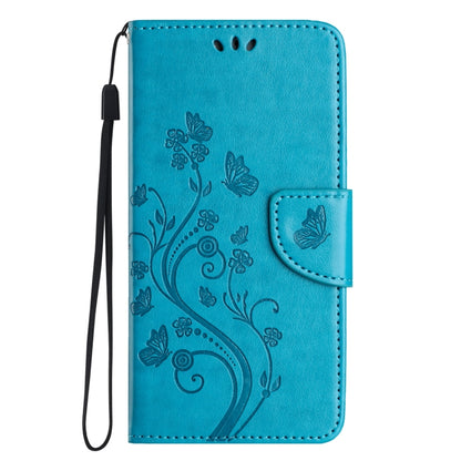 For iPhone 16 Pro Butterfly Flower Pattern Flip Leather Phone Case(Blue) - iPhone 16 Pro Cases by buy2fix | Online Shopping UK | buy2fix