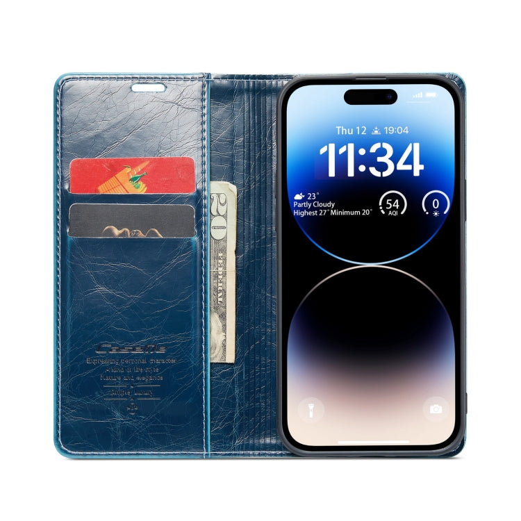 For iPhone 15 Pro Max CaseMe 003 Crazy Horse Texture Leather Phone Case(Blue) - iPhone 15 Pro Max Cases by CaseMe | Online Shopping UK | buy2fix