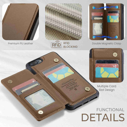 For iPhone 8 Plus / 7 Plus CaseMe C22 Card Slots Holder RFID Anti-theft Phone Case(Brown) - More iPhone Cases by CaseMe | Online Shopping UK | buy2fix