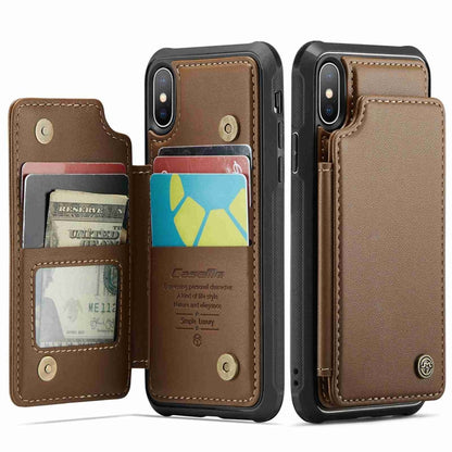 For iPhone XS Max CaseMe C22 Card Slots Holder RFID Anti-theft Phone Case(Brown) - More iPhone Cases by CaseMe | Online Shopping UK | buy2fix