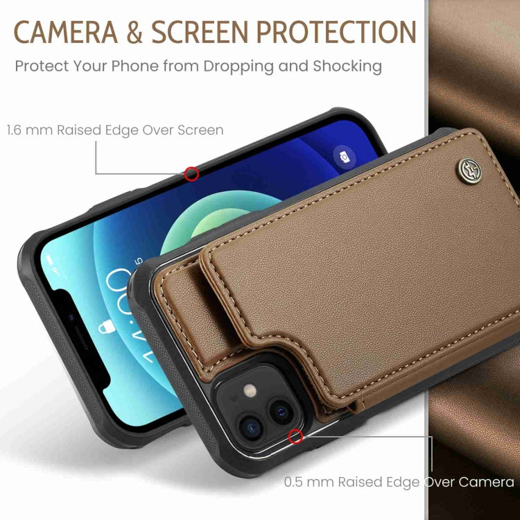 For iPhone 12 / 12 Pro CaseMe C22 Card Slots Holder RFID Anti-theft Phone Case(Brown) - iPhone 12 / 12 Pro Cases by CaseMe | Online Shopping UK | buy2fix