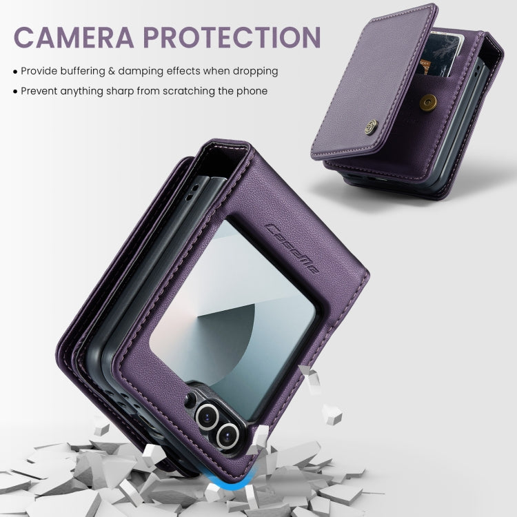 For Samsung Galaxy Z Flip6 5G CaseMe C22 PC+TPU Business Style RFID Anti-theft Leather Phone Case(Purple) - Galaxy Z Flip6 5G Cases by CaseMe | Online Shopping UK | buy2fix