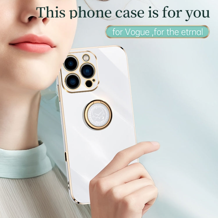 For iPhone 16 Pro Max XINLI Straight Edge 6D Electroplate TPU Phone Case with Ring Holder(Mint Green) - iPhone 16 Pro Max Cases by XINLI | Online Shopping UK | buy2fix