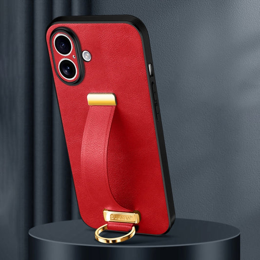 For iPhone 16 Plus SULADA Tide Cool Series PC + Leather Texture Skin Feel Phone Case(Red) - iPhone 16 Plus Cases by SULADA | Online Shopping UK | buy2fix