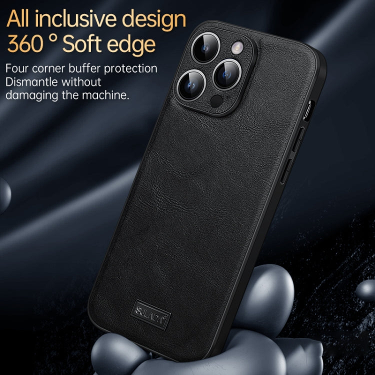 For iPhone 16 Pro SULADA Shockproof TPU Hybrid Handmade Leather Phone Case(Black) - iPhone 16 Pro Cases by SULADA | Online Shopping UK | buy2fix