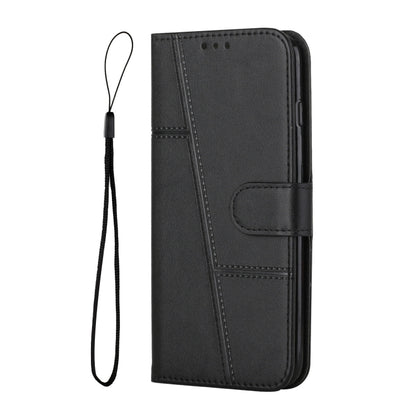 For Motorola Moto G Play 5G 2024/G 5G 2024 Stitching Calf Texture Buckle Leather Phone Case(Black) - Motorola Cases by buy2fix | Online Shopping UK | buy2fix