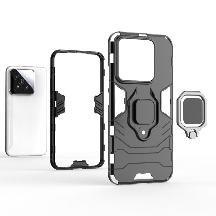 For Xiaomi 14 Shockproof PC + TPU Holder Phone Case(Black) - 14 Cases by buy2fix | Online Shopping UK | buy2fix