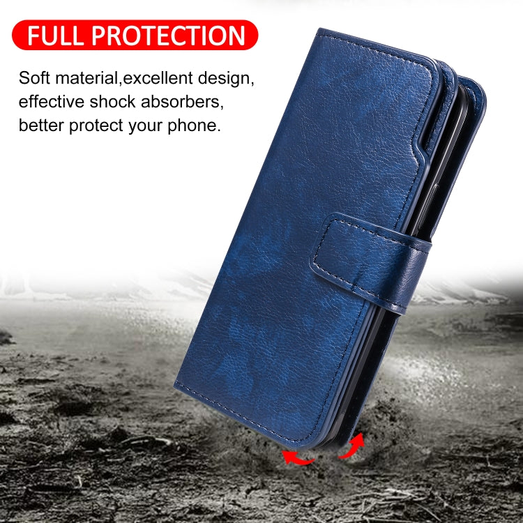 For iPhone 16 Plus Tri-Fold 9-Card Wallets Leather Phone Case(Blue) - iPhone 16 Plus Cases by buy2fix | Online Shopping UK | buy2fix