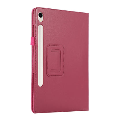 For Samsung Galaxy Tab S9 Litchi Texture Leather Tablet Case with Holder(Rose Red) - Other Galaxy Tab PC by buy2fix | Online Shopping UK | buy2fix