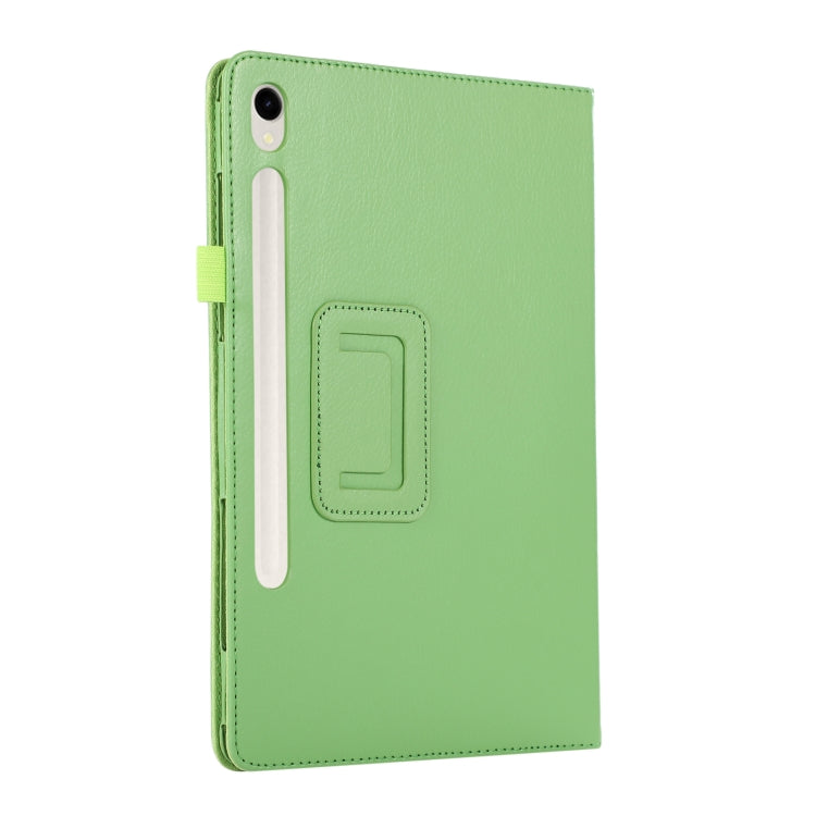 For Samsung Galaxy Tab S9+ Litchi Texture Leather Tablet Case with Holder(Green) - Other Galaxy Tab PC by buy2fix | Online Shopping UK | buy2fix