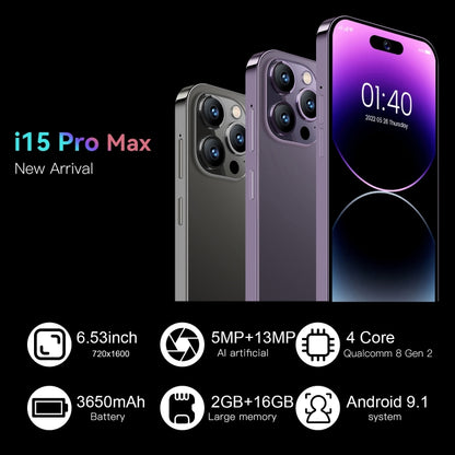 i15 Pro Max / U18, 2GB+16GB, 6.53 inch Screen, Face Identification, Android 9.1 SC7731E Quad Core, Network: 3G, Dual SIM(Purple) -  by buy2fix | Online Shopping UK | buy2fix