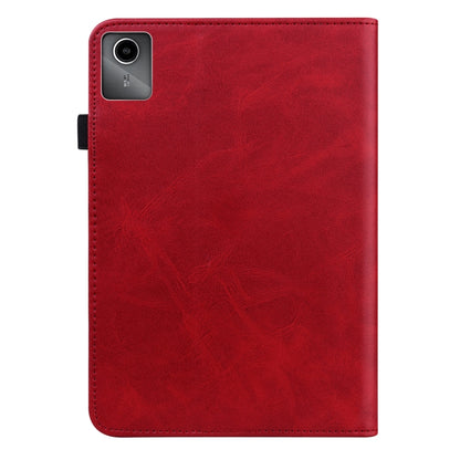 For Lenovo Tab M11 / Xiaoxin Pad 11 2024 Solid Color Stripe Embossed Leather Tablet Case(Red) - Lenovo by buy2fix | Online Shopping UK | buy2fix