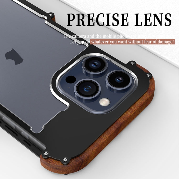 For iPhone 15 Plus R-JUST Ironwood Generation Metal Hybrid Wood Phone Case - iPhone 15 Plus Cases by R-JUST | Online Shopping UK | buy2fix