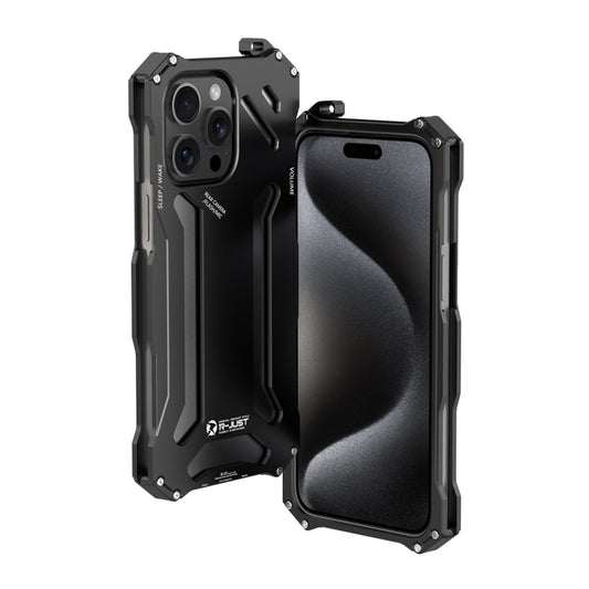 For iPhone 15 Pro R-JUST RJ17 Shockproof Armor Metal Phone Case(Black) - iPhone 15 Pro Cases by R-JUST | Online Shopping UK | buy2fix