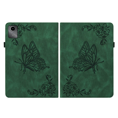 For Lenovo Tab M11/Xiaoxin Pad 11 2024 Butterfly Flower Embossed Leather Tablet Case(Green) - Lenovo by buy2fix | Online Shopping UK | buy2fix