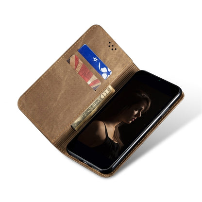 For Xiaomi Redmi Note 13 4G Global Denim Texture Casual Style Horizontal Flip Leather Case(Khaki) - Note 13 Cases by buy2fix | Online Shopping UK | buy2fix