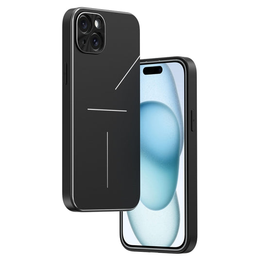 For iPhone 15 Plus R-JUST RJ52 3-Line Style Metal TPU Shockproof Phone Case(Black) - iPhone 15 Plus Cases by R-JUST | Online Shopping UK | buy2fix