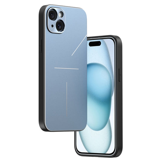 For iPhone 15 Plus R-JUST RJ52 3-Line Style Metal TPU Shockproof Phone Case(Blue) - iPhone 15 Plus Cases by R-JUST | Online Shopping UK | buy2fix