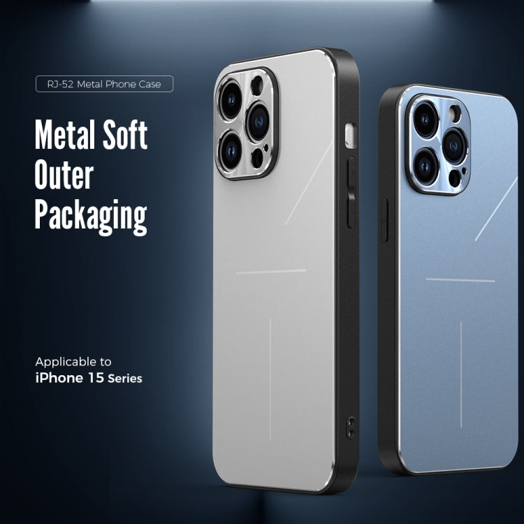 For iPhone 15 Plus R-JUST RJ52 3-Line Style Metal TPU Shockproof Phone Case(Silver) - iPhone 15 Plus Cases by R-JUST | Online Shopping UK | buy2fix