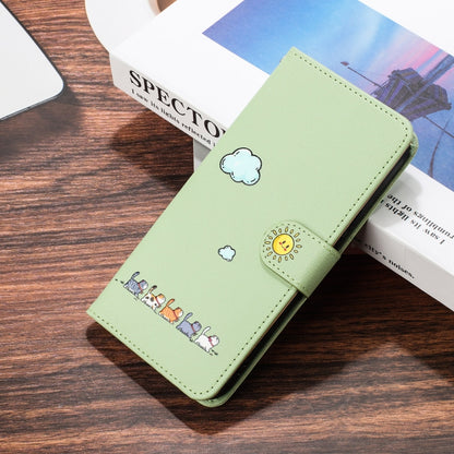 For Xiaomi Redmi 12 4G Cartoon Cats Leather Phone Case(Green) - Xiaomi Cases by buy2fix | Online Shopping UK | buy2fix