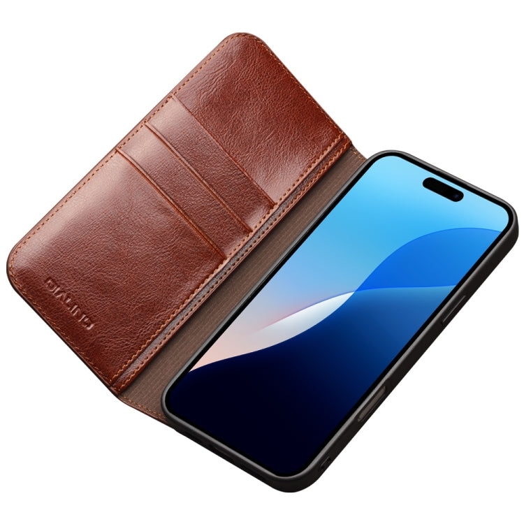 For iPhone 16 Pro Max QIALINO Classic Genuine Leather Phone Case(Brown) - iPhone 16 Pro Max Cases by QIALINO | Online Shopping UK | buy2fix