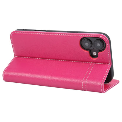 For iPhone 16 GEBEI Top-grain Horizontal Flip Leather Phone Case(Rose Red) - iPhone 16 Cases by GEBEI | Online Shopping UK | buy2fix