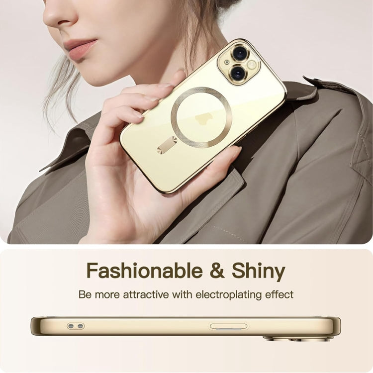 For iPhone 14 Magsafe Magnetic Transparent Electroplated TPU Phone Case(Gold) - iPhone 14 Cases by buy2fix | Online Shopping UK | buy2fix