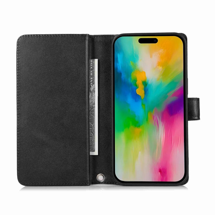 For iPhone 16 Pro Wristband Card Slot Leather Phone Case(Black) - iPhone 16 Pro Cases by buy2fix | Online Shopping UK | buy2fix