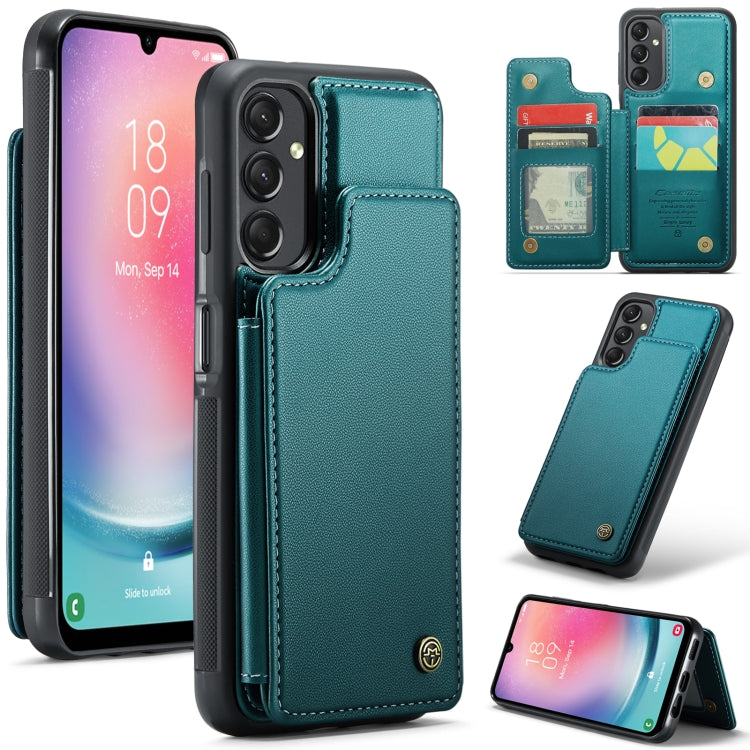 For Samsung Galaxy A24 4G CaseMe C22 Card Slots Holder RFID Anti-theft Phone Case(Blue Green) - Galaxy Phone Cases by CaseMe | Online Shopping UK | buy2fix