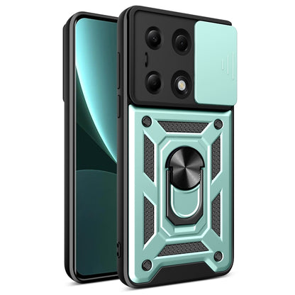 For Xiaomi Redmi Note 13 Pro 4G Global Sliding Camera Cover Design TPU Hybrid PC Phone Case(Mint Green) - Note 13 Pro Cases by buy2fix | Online Shopping UK | buy2fix