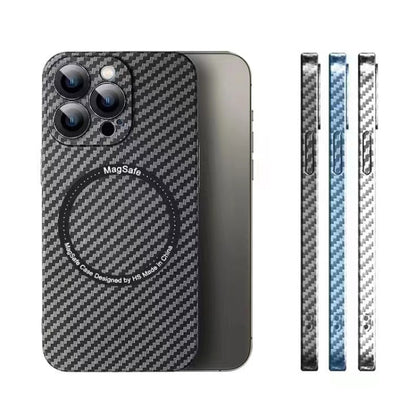For iPhone 13 Pro Max MagSafe Magnetic PC Carbon Fiber Phone Case with Lens Film(Black) - iPhone 13 Pro Max Cases by buy2fix | Online Shopping UK | buy2fix