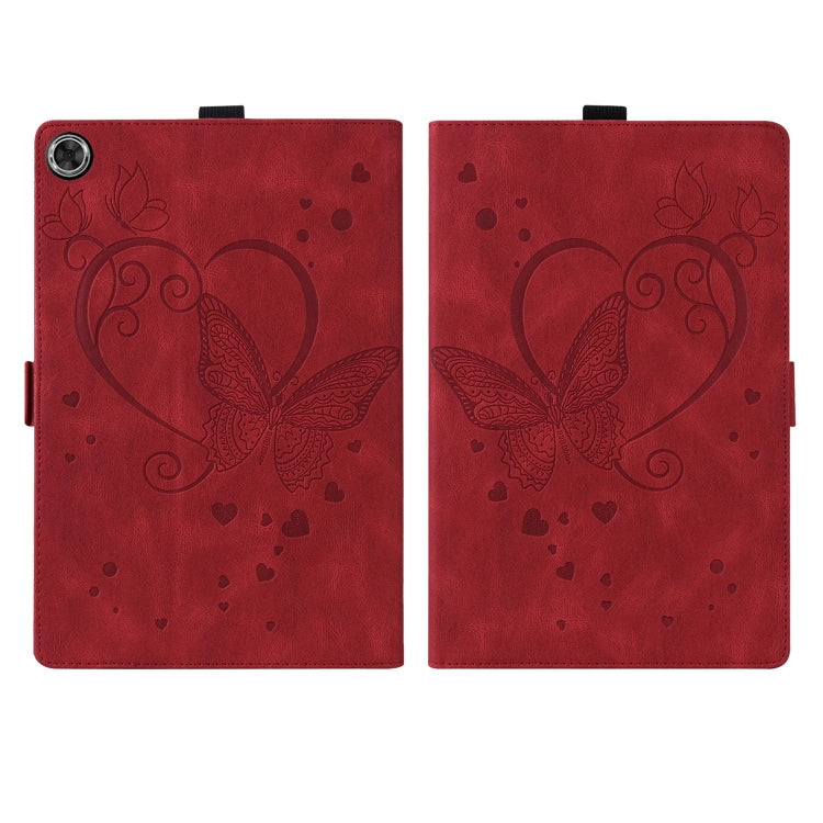 For Samsung Galaxy Tab A9+ Love Butterfly Embossed Leather Tablet Case(Red) - Galaxy Tab A9+ by buy2fix | Online Shopping UK | buy2fix